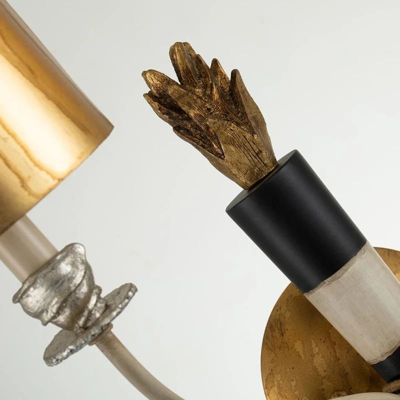 Flambeau LED Wandlamp Flambeau | 2X E14 Max 40W | Gold and Black with Parchment Shades