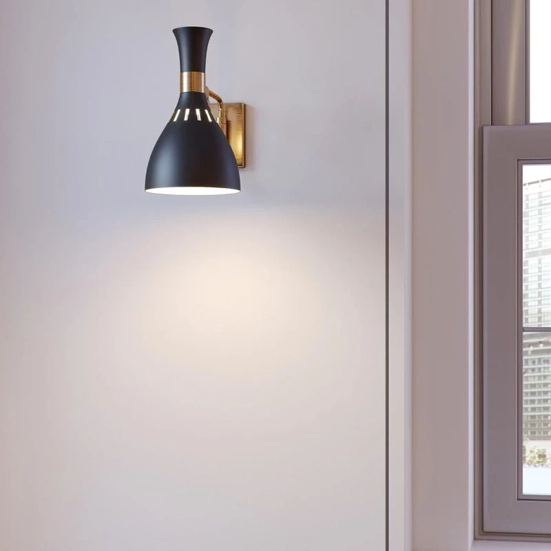 Feiss LED Wandlamp Joan | 1X E27 Max 60W | Midnight Black / Burnished Brass