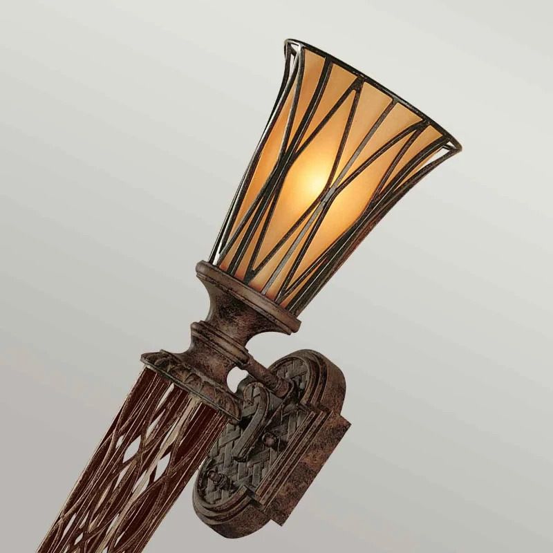 Feiss LED Wandlamp Triomphe | 1X E14 Max 60W | Firenze Gold with Amber Shade