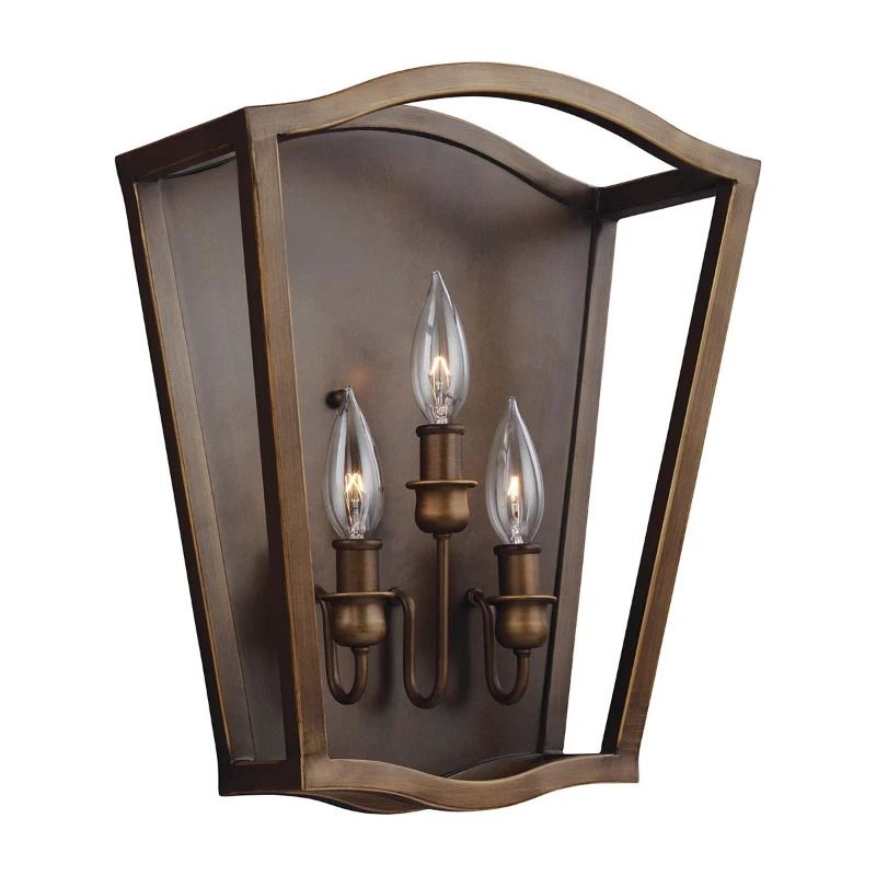 Feiss LED Wandlamp Yarmouth | 3X E14 Max 60W | Painted Aged Brass