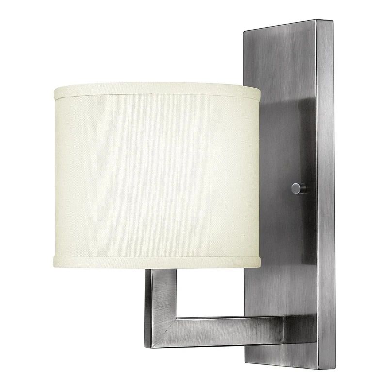 Hinkley LED Wandlamp Hampton | 1X E27 Max 60W | Antique Nickel, Ivory Shade