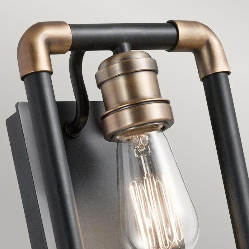 Kichler LED Wandlamp Imahn | 1X E27 Max 60W | Black and Natural Brass