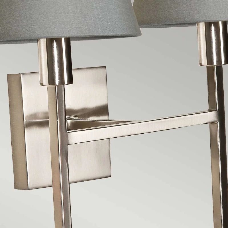 Elstead Lighting LED Wandlamp Lucerne | 2X E14 Max 25W | Brushed Nickel, Grey Shades