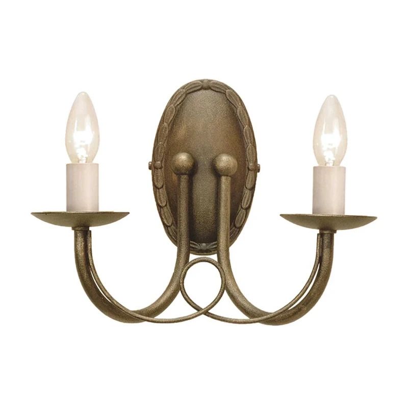 Elstead Lighting LED Wandlamp Minster | 2X E14 Max 60W | Black/ Gold Patina