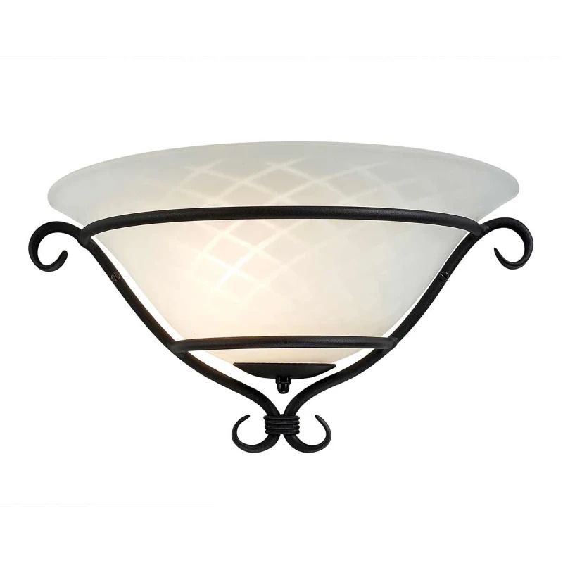 Elstead Lighting LED Wandlamp Torchiere | 1X E27 Max 60W | Black with Etched Opal Glass