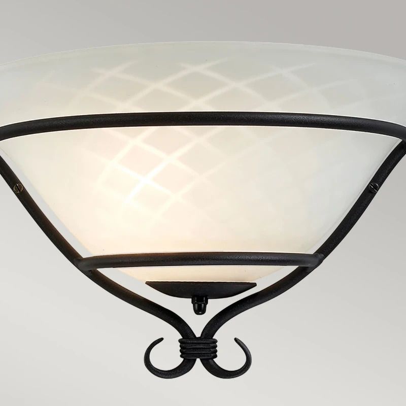 Elstead Lighting LED Wandlamp Torchiere | 1X E27 Max 60W | Black with Etched Opal Glass