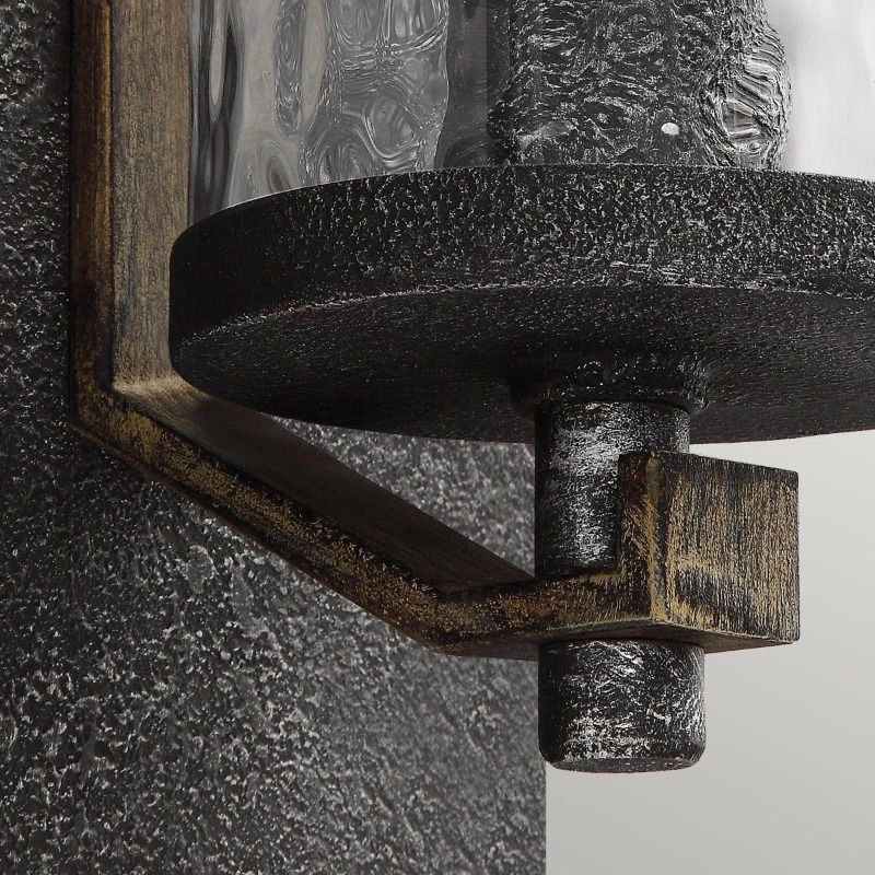 Feiss LED Wandlamp Angelo | 1X E27 Max 60W | Distressed Weathered Oak & Slate Grey Metal