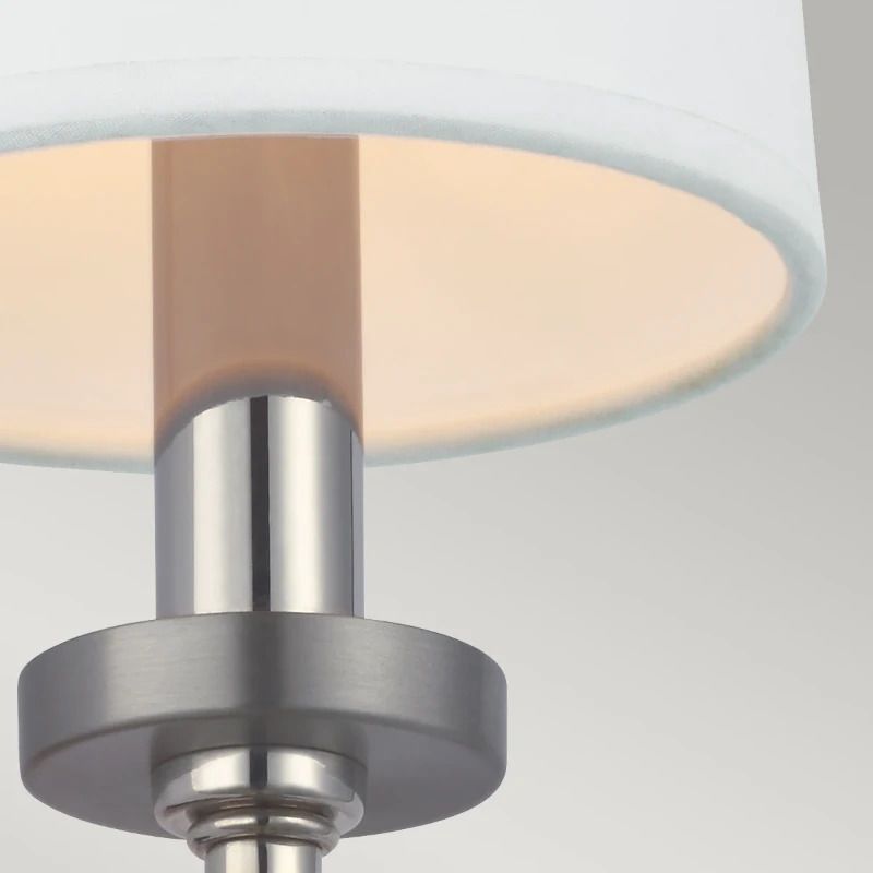 Feiss LED Wandlamp Felixstowe | 3W 3000K 300Lm 830 | IP44 | Dimbaar | Polished Chrome, White Parchment Shade