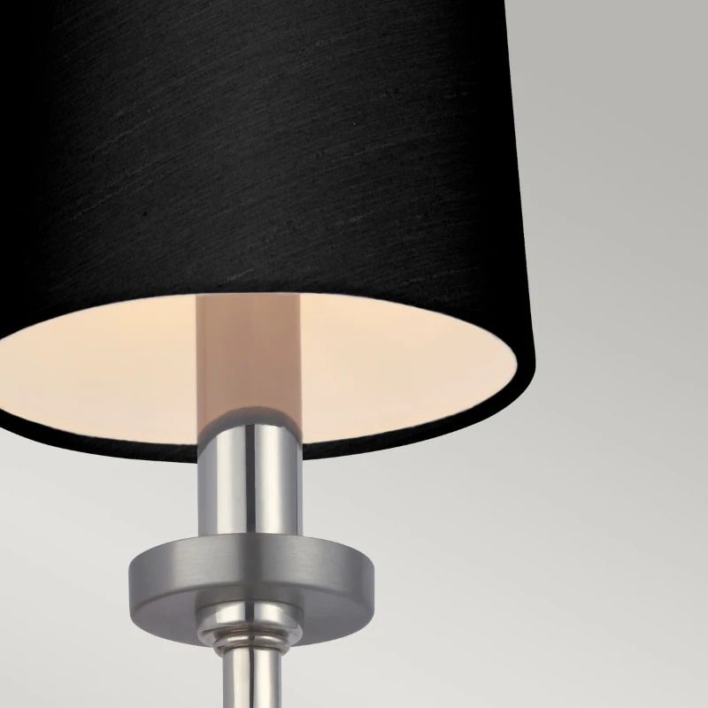 Feiss LED Wandlamp Felixstowe | 3W 3000K 300Lm 830 | IP44 | Dimbaar | Polished Chrome, Black Faux Silk Shade