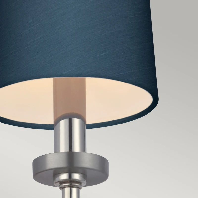 Feiss LED Wandlamp Felixstowe | 3W 3000K 300Lm 830 | IP44 | Dimbaar | Polished Chrome, Breton Faux Silk Shade