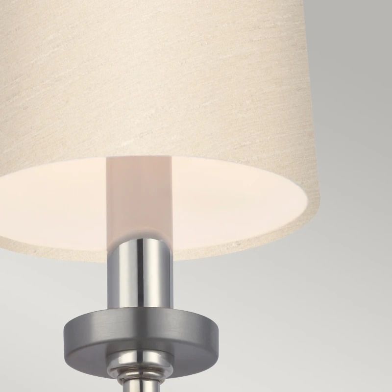 Feiss LED Wandlamp Felixstowe | 3W 3000K 300Lm 830 | IP44 | Dimbaar | Polished Chrome, Scallop Faux Silk Shade