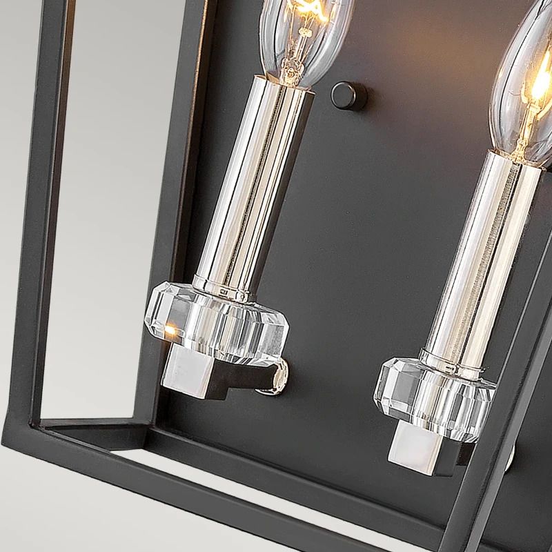 Hinkley LED Wandlamp Stinson | 2X E14 Max 60W | Black with Polished Nickel