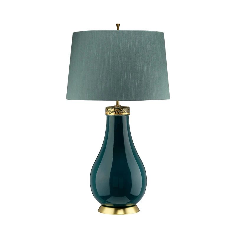 Quintiesse LED Tafellamp Havering | 1X E27 Max 60W | Azure-Turquoise & Aged Brass