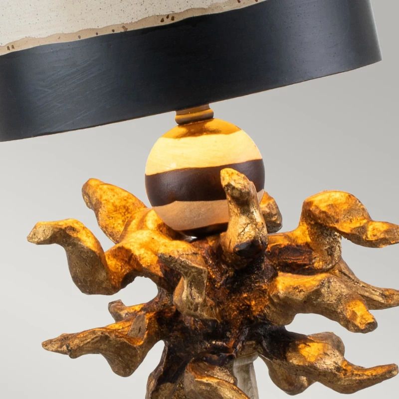 Flambeau LED Tafellamp Dominique | 1X E27 Max 60W | Gold Leaf, Black & Cream Stripes