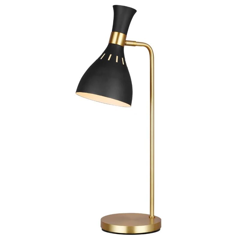 Feiss LED Tafellamp Joan | 1X E27 Max 60W | Midnight Black / Burnished Brass