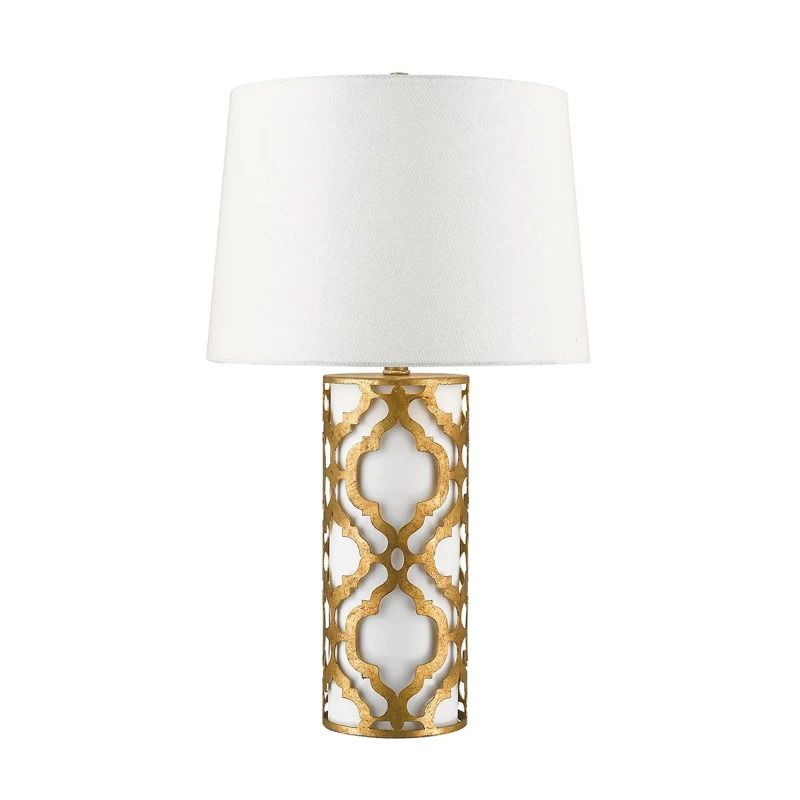Gilded Nola LED Tafellamp Arabella | 1X E27 Max 60W | Distressed Gold, Ivory Shade