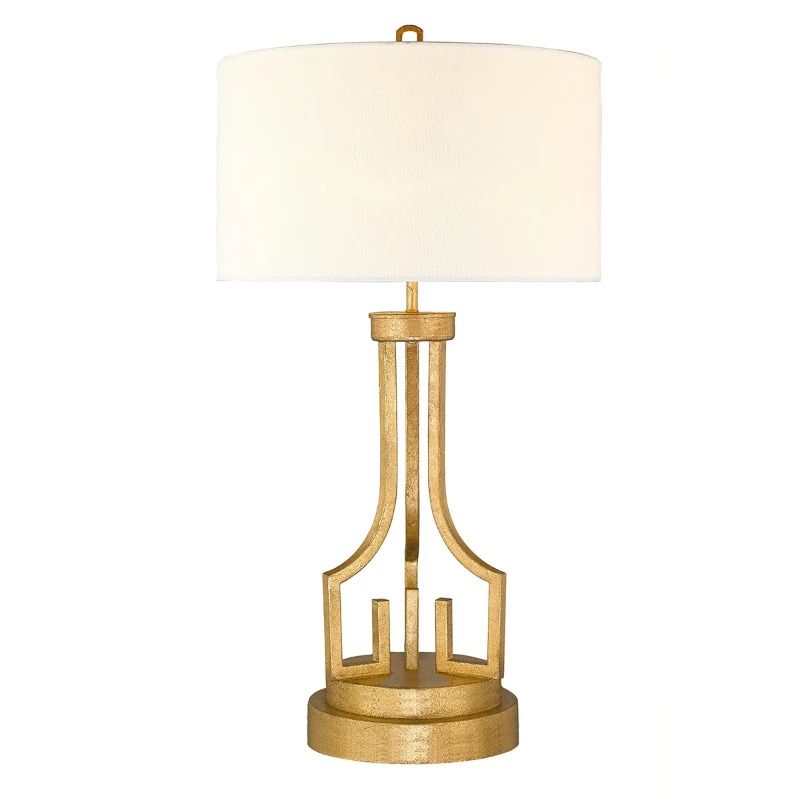 Gilded Nola LED Tafellamp Lemuria | 1X E27 Max 60W | Distressed Gold, Ivory Shade