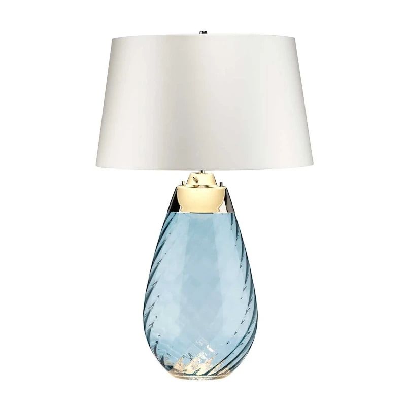 Elstead Lighting LED Tafellamp Lena - Blue | E27 60W 3000K 620Lm 830 | Blue-tinted Glass / Off-White Shade