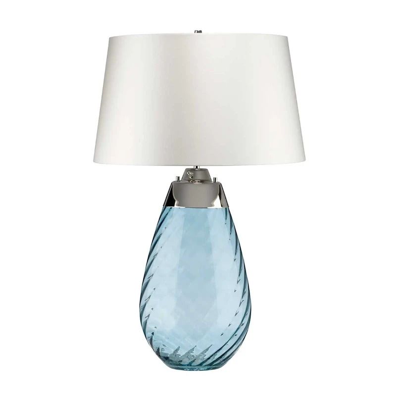 Elstead Lighting LED Tafellamp Lena - Blue | E27 60W 3000K 620Lm 830 | Blue-tinted Glass / Off-White Shade