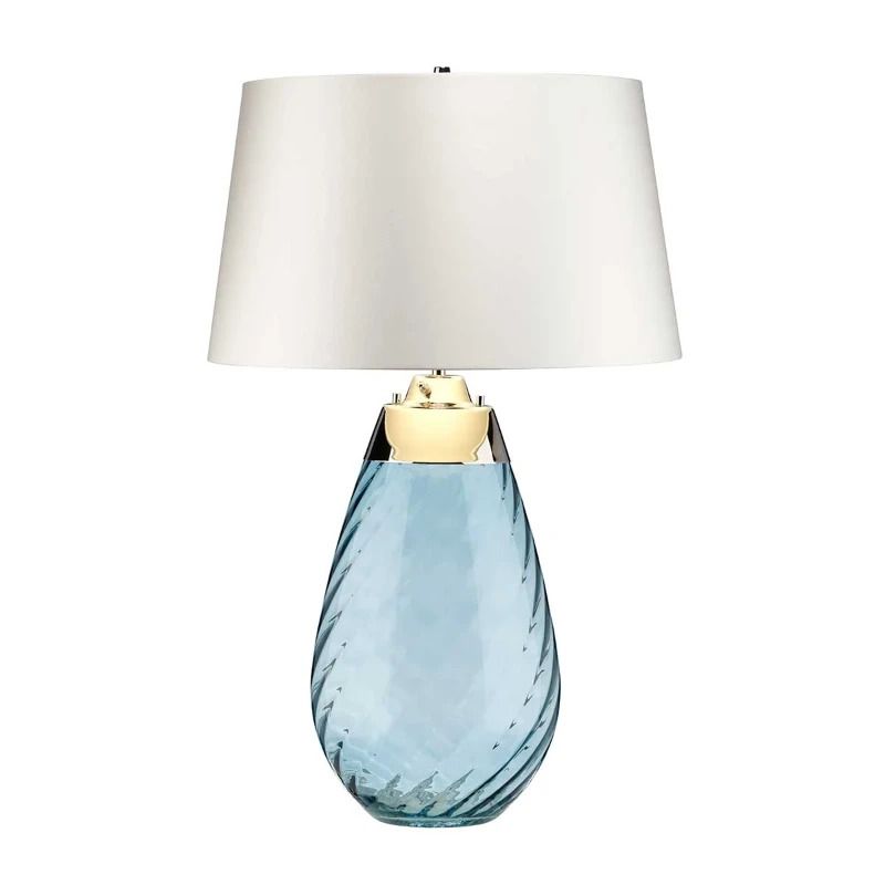 Elstead Lighting LED Tafellamp Lena - Blue | E27 60W 3000K 620Lm 830 | Blue-tinted Glass / Off-White Shade
