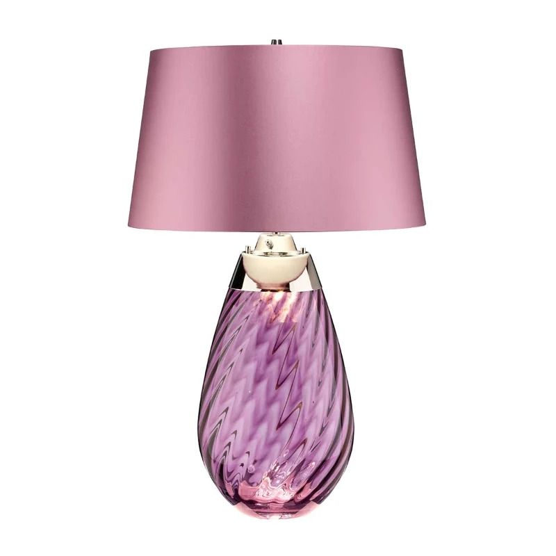 Elstead Lighting LED Tafellamp Lena - Plum | E27 60W 3000K 620Lm 830 | Plum-tinted Glass / Heather Shade