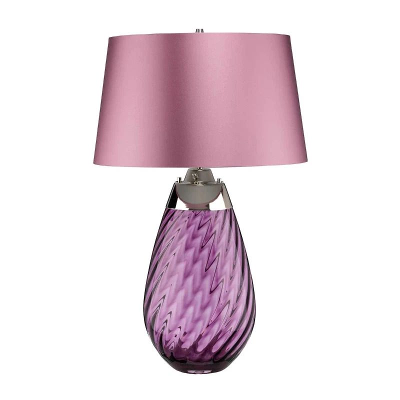 Elstead Lighting LED Tafellamp Lena - Plum | E27 60W 3000K 620Lm 830 | Plum-tinted Glass / Heather Shade