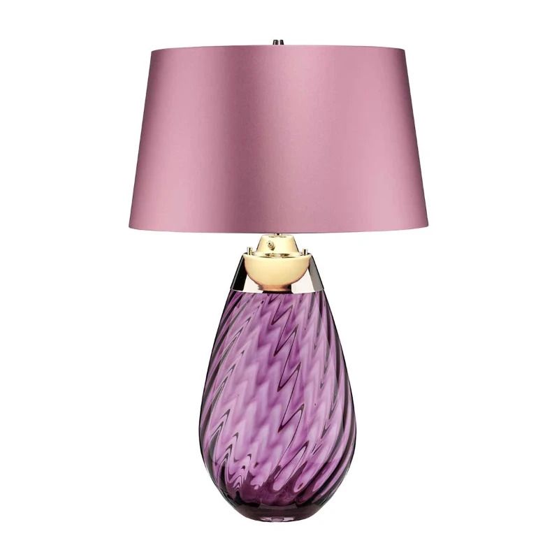 Elstead Lighting LED Tafellamp Lena - Plum | E27 60W 3000K 620Lm 830 | Plum-tinted Glass / Heather Shade