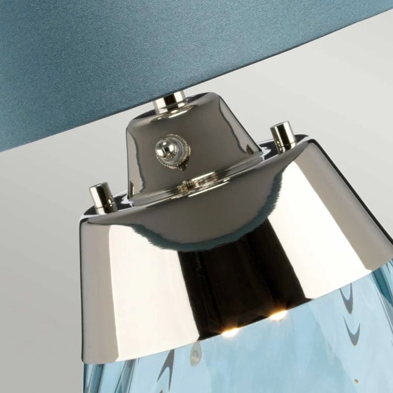 Elstead Lighting LED Tafellamp Lena - Blue | E27 60W 3000K 620Lm 830 | Blue-tinted Glass / Duck Egg Blue Shade