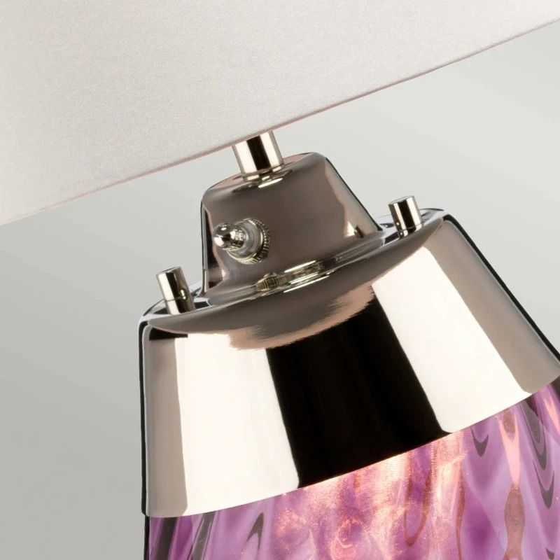Elstead Lighting LED Tafellamp Lena - Plum | E27 60W 3000K 620Lm 830 | Plum-tinted Glass / Off-White Shade