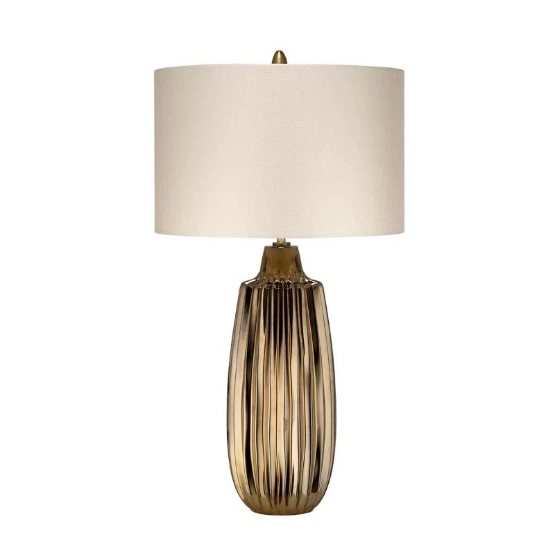 Elstead Lighting LED Tafellamp Newham | 1X E27 Max 60W | Bronze Ceramic / Pearl shade
