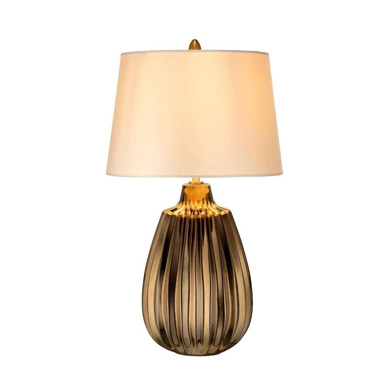 Elstead Lighting LED Tafellamp Newham | 1X E27 Max 60W | Bronze Ceramic / Pearl shade