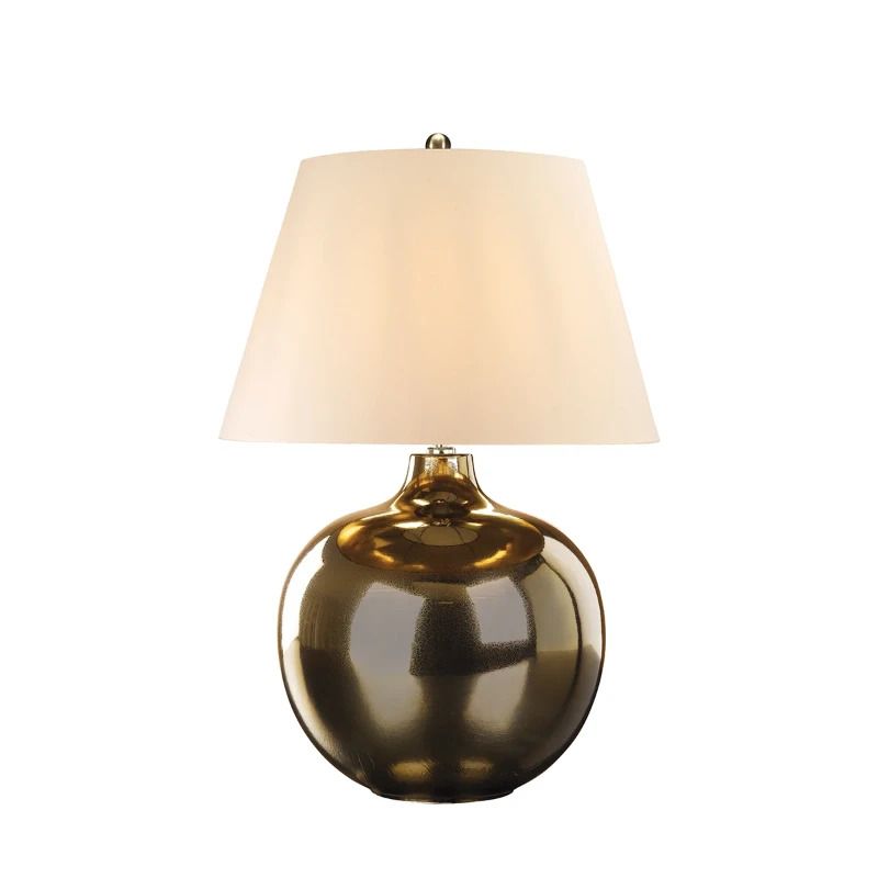Elstead Lighting LED Tafellamp Ottoman | 1X E27 Max 60W | Bronze Metalic, Ivory Shade