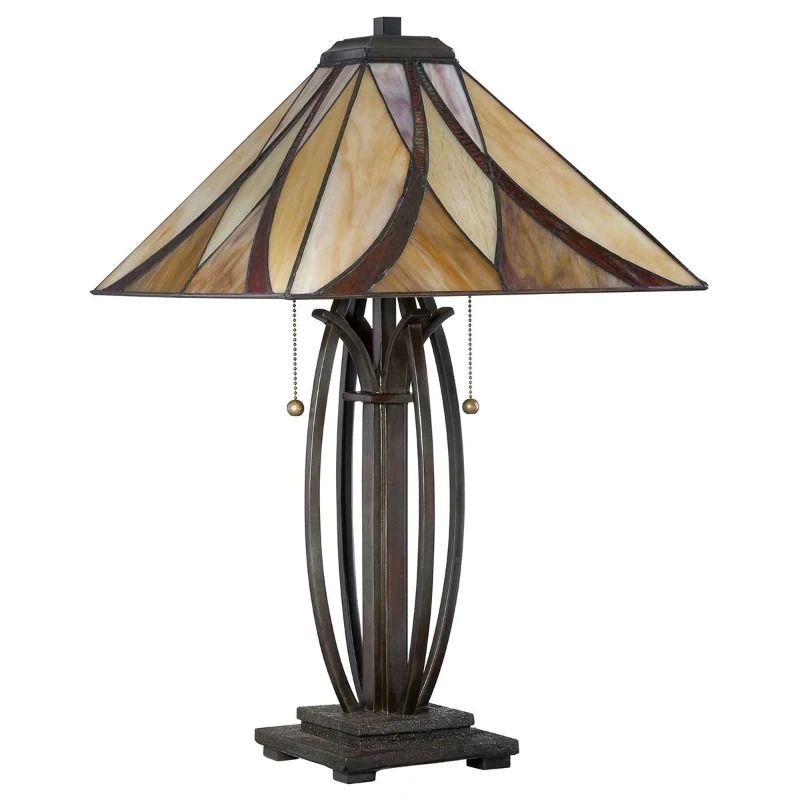 Quoizel Tiffany LED Tafellamp Asheville | 2X E27 Max 60W | Valiant Bronze