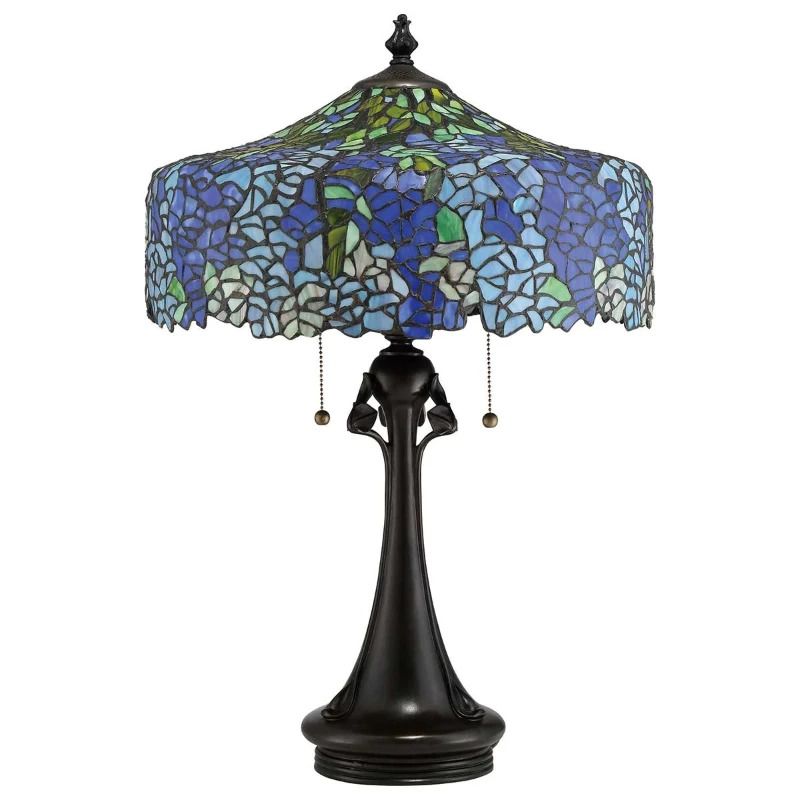 Quoizel Tiffany LED Tafellamp Cobalt | 3X E27 Max 60W | Vintage Bronze