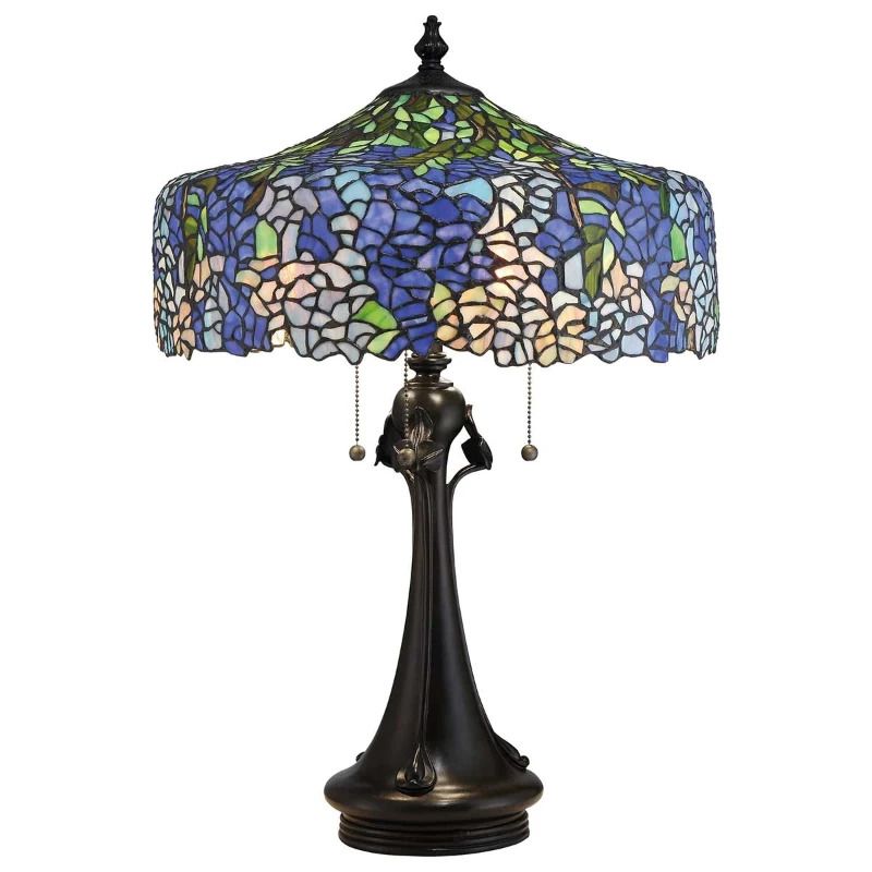Quoizel Tiffany LED Tafellamp Cobalt | 3X E27 Max 60W | Vintage Bronze