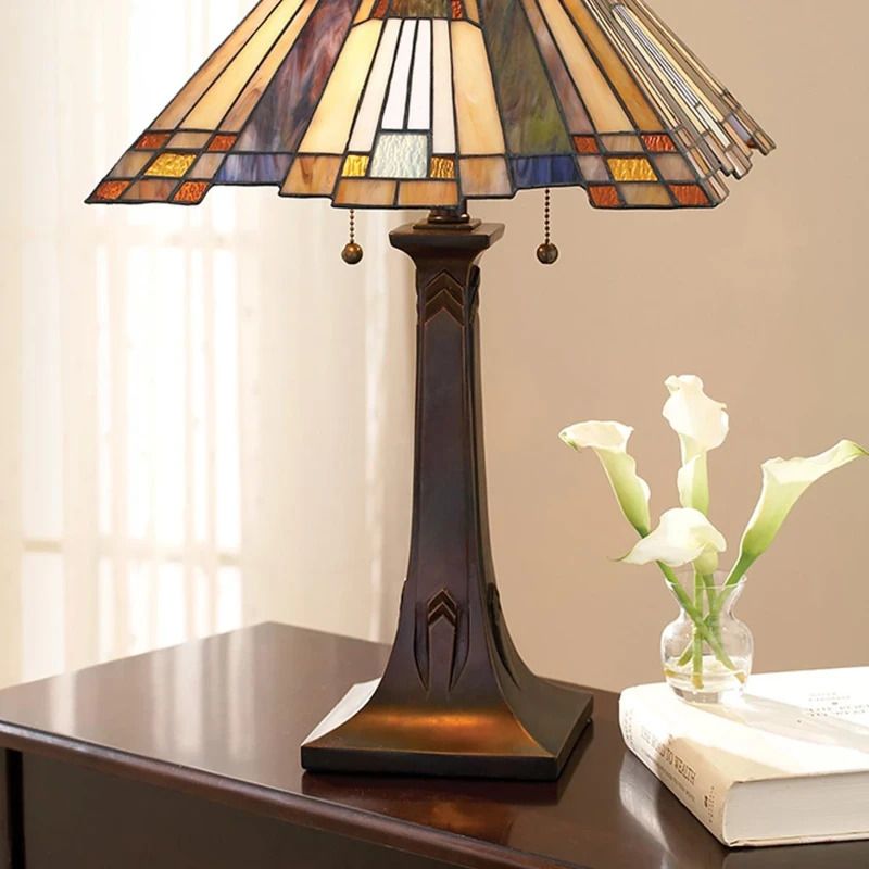 Quoizel Tiffany LED Tafellamp Inglenook | 2X E27 Max 60W | Valiant Bronze