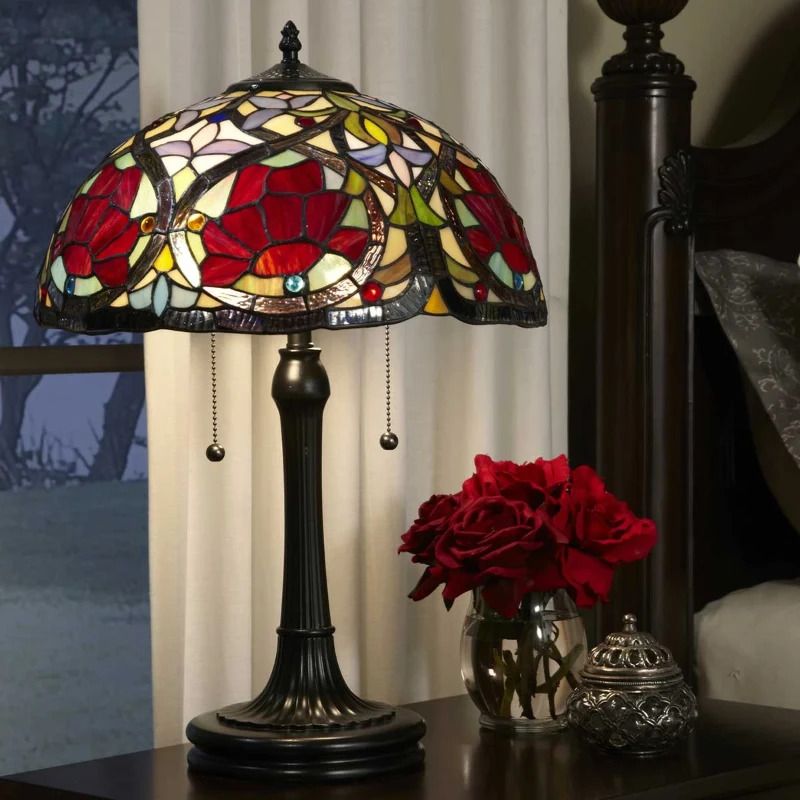 Quoizel Tiffany LED Tafellamp Larissa | 2X E27 Max 60W | Vintage Bronze