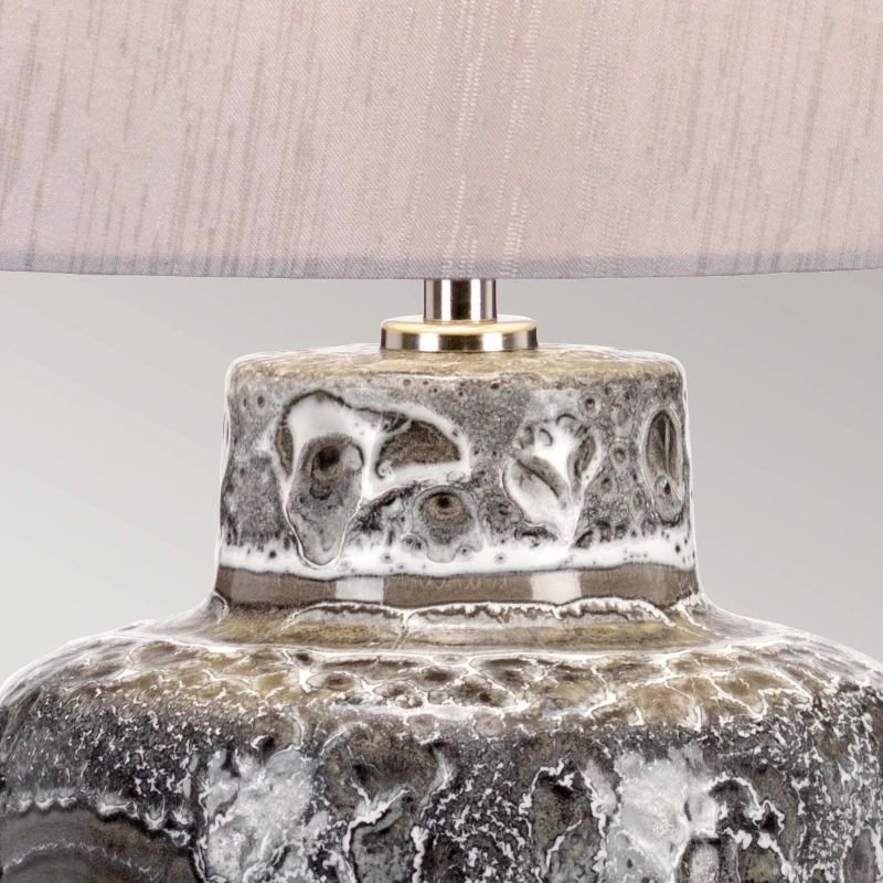 Elstead Lighting LED Tafellamp Woolwich | 1X E27 Max 60W | Textured Graphite, White Glaze and Silver Shade.