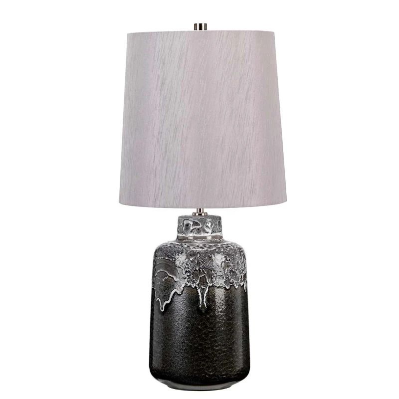 Elstead Lighting LED Tafellamp Woolwich | 1X E27 Max 60W | Textured Graphite, White Glaze and Silver Shade.