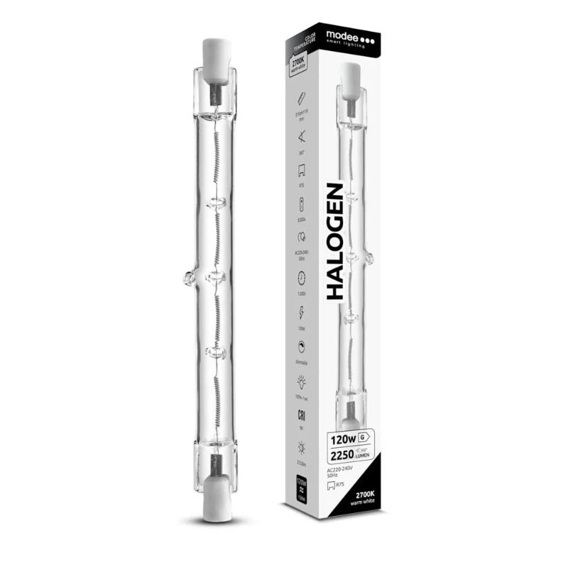 50x Modee R7s Halogeen Buislamp | 120W 2700K 2250Lm 118mm | 220-240V Dimbaar
