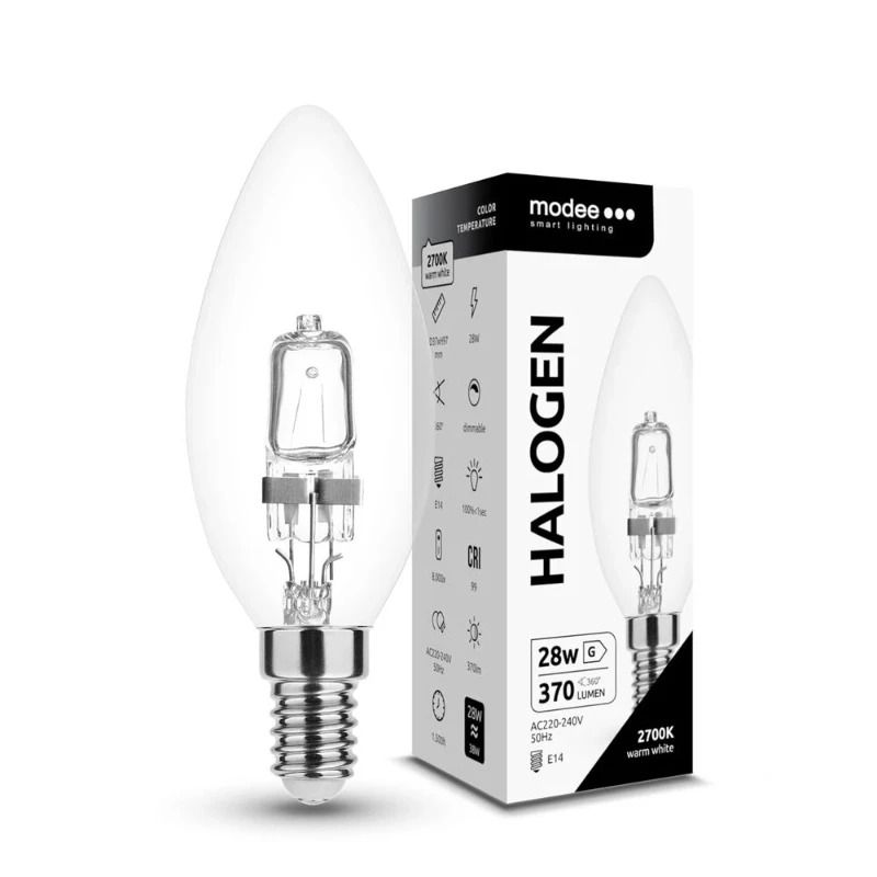 100x Modee E14 Halogeen Kaarslamp | 28W 2700K 370Lm | 220-240V Dimbaar