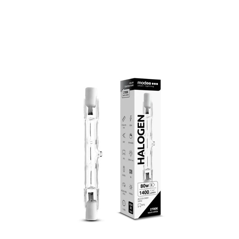 50x Modee R7s Halogeen Buislamp | 80W 2700K 1400Lm 78mm | 220-240V Dimbaar