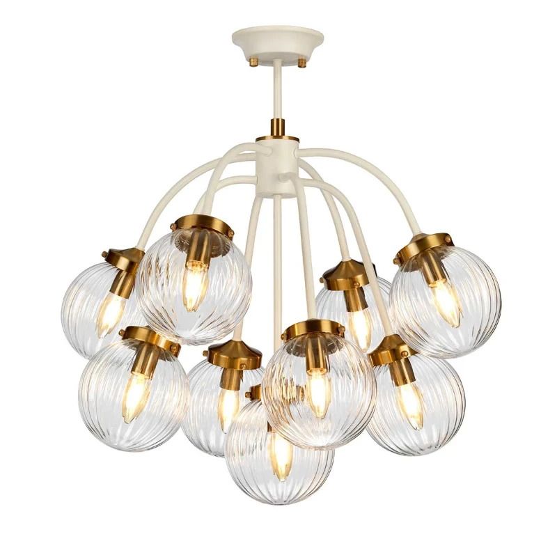 Elstead Lighting LED Hanglamp Cosmos | 9X E14 Max 8W | Dimbaar | Cream Painted and Aged Brass