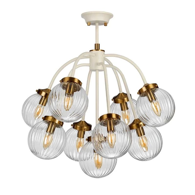 Elstead Lighting LED Hanglamp Cosmos | 9X E14 Max 8W | Dimbaar | Cream Painted and Aged Brass