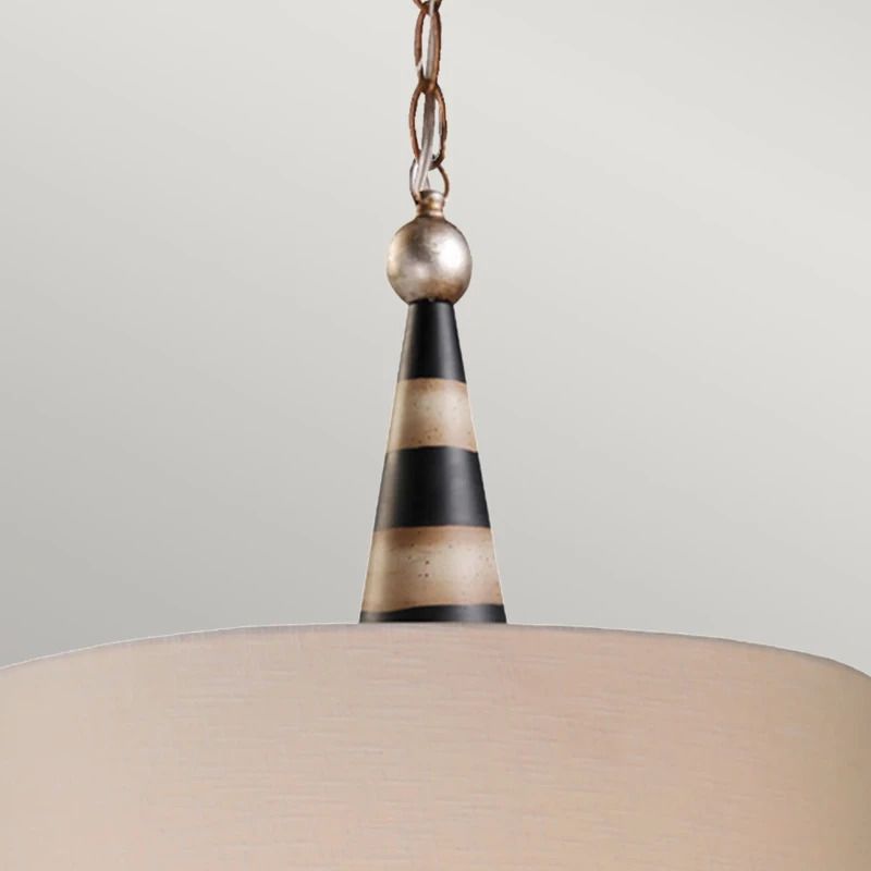 Flambeau LED Hanglamp Flambeau | 2X E27 Max 60W | Dimbaar | Black, Cream and Gold Leaf, with Taupe linen shade