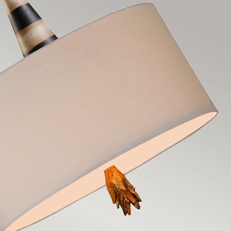 Flambeau LED Hanglamp Flambeau | 2X E27 Max 60W | Dimbaar | Black, Cream and Gold Leaf, with Taupe linen shade