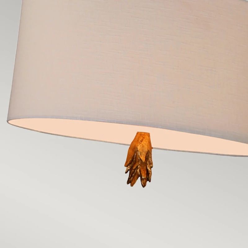 Flambeau LED Hanglamp Flambeau | 2X E27 Max 60W | Dimbaar | Black, Cream and Gold Leaf, with Taupe linen shade