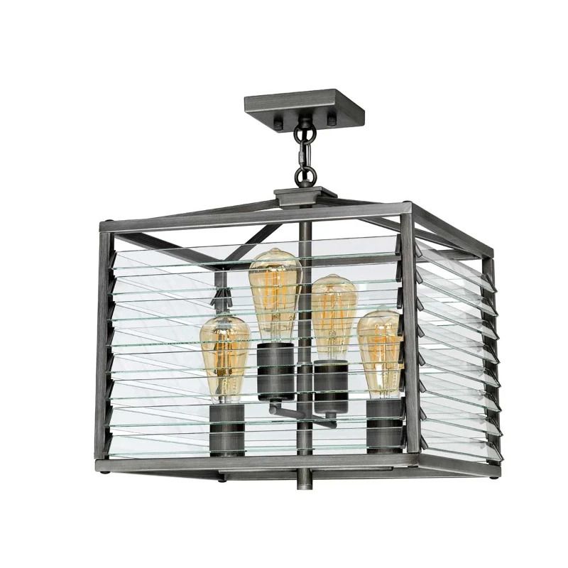 Elstead Lighting LED Hanglamp Louvre | 4X E27 Max 60W | Dimbaar | Painted Gunmetal
