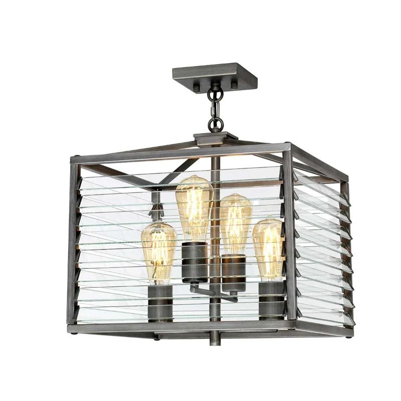 Elstead Lighting LED Hanglamp Louvre | 4X E27 Max 60W | Dimbaar | Painted Gunmetal