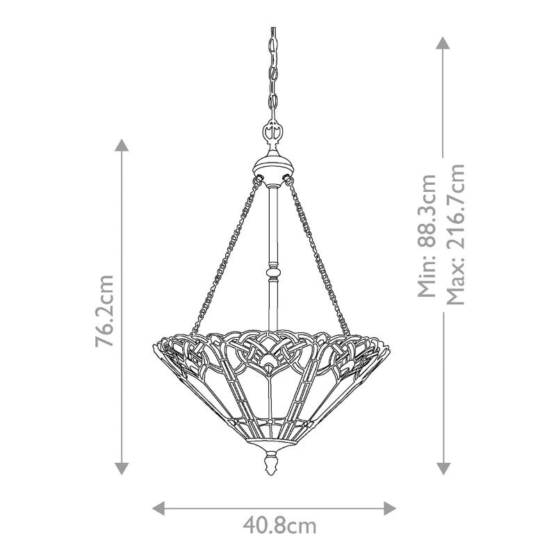 Quoizel Tifanny LED Hanglamp Cambridge | 3X E27 Max 60W | Dimbaar | Vintage Bronze